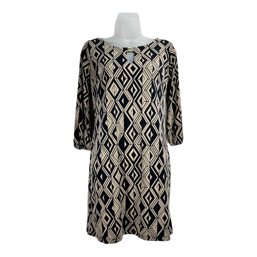 Enfocus Studio Womens Sheath Midi Dress Blue Modern Boat Neck Career Size 4